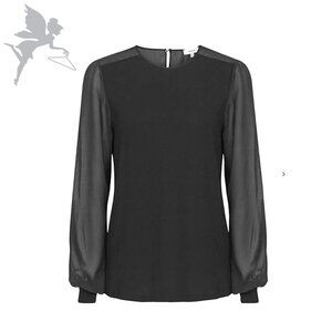 REISS Miranda Sheer Sleeve Top